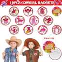 84 Pcs Cowgirl Party Favors Supplies, Cowgirl Slap Bracelets Tattoos Keychains Badges Gift Bags, Hot Pink Princess Western Birthday Rodeo Party for Girls
