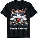 Merry Jeepmas Ugly Light Reindeer Christmas Affordable Price T-Shirt, XL 