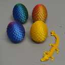 Mini 3D Printed Dragon Eggs with Dragon Inside, Articulated Crystal Dragons 3D Printed Animals Easter Egg Fillers, Easter Basket Stuffers Christmas Fidget Toys Gifts for Kids (4pcs-wihtoutkeychain)
