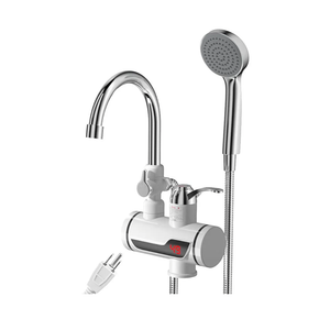 Electric Shower Water Heater Instant Hot Water Faucet 360° Rotating Fast Heating Water Tap Tankless Water Heater with LED Display & Hose, Complete Shower Set, 30℃-60℃ Summer / 30℃-40℃ Winter