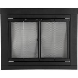 Stanbroil Fireplace Glass Bi-fold Style Door, Black, Small 30"L x 37.5"W