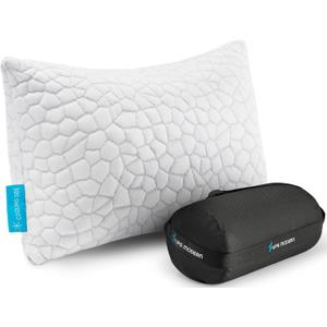 Cooling Pillow Camping Size 1 Pack, Adjustable Bed Pillows for Sleeping, Small Shredded Memory Foam Pillow for Backpacking Hiking, Airplane, Medium Firm Camping Travel Pillow with Washable Cover (Original White (Cooling))