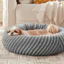 MIXJOY Dog Beds for Small Dogs, Washable Dog Bed with Removable Cover, Small Cat Bed for Indoor Cats, Calming Soft Dount Pet Beds with Anti Slip Bottom, Cute Puppy Beds, 23"x23"x8", Grey