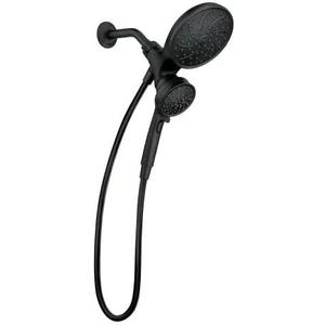 MOEN Magnetix 6-Spray Patterns with 1.75 GPM 6.75 in. Wall Mount Dual Shower Heads and Handheld in Matte Black