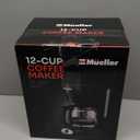 Mueller 12-Cup Drip Coffee Maker - Borosilicate Carafe, Auto-Off, Reusable Filter, Anti-Drip, Keep-Warm Function, Clear Water Level Window Coffee Machine, Kitchen Essentials & Accessories (Black)