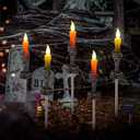 Halloween Decorations Outdoor, 5 Pack Solar Pathway Lights, LED Skull Black Hand Candle Holder, Outdoor Party Home Garden Porch Decor Orange & Green Lights