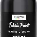 Nicpro Black Fabric Paint, 8.45 oz (250 ml) Fabric Paint for Clothes Permanent, Clothing Paint for DIY T-shirts Jeans Crafts, Refresh Furniture Upholstery