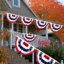 2 x 4Pack 3x6 Feet American Pleated Fan Flag for 4th of July, Decorations Patriotic Half Fan Bunting Flag Banners with Brass Grommets and Zip Ties for Outside