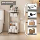 VOLDRA Toilet Paper Holder Stand with Storage Shelf, Free Standing Toilet Paper Roll Holder with Large Basket Heavy Duty Floor Double Tissue Dispenser for Bathroom Freestanding Tp Holder (Matte White)