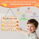 Daily Routine Chart for Toddlers, 3 in 1 Morning Bedtime Checklist Chart to Do List w/ 3 Tap Lights & 18 Task Planning, Sliding Wooden Visual Schedule Board for Kids, Autism, ADHD, Planners