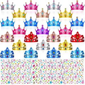 66 Pieces Foam Princess Tiaras DIY Crowns Kids Party Favors Craft Crystal Diamond Sticker Girls Making Your Own Tiara (Multicolor)