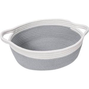 Goodpick Small Baskets for Gifts Empty, Easter Basket for Gifts Home Decor, Woven Burr Basket for Storage with Handles, Decorative Cotton Rope Baskets for Baby Shower Diaper Toy, 12" x 8" x 5" (Gray)