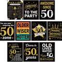 4 x 10pcs Black Gold 50th Birthday Decorations Happy 50 Years Old Posters for Men Women 1976 Birthday Poster Signs for Fifty Years Old Table Toppers Photo Props Supplies Wall Door Window Decor 11 x 14 in