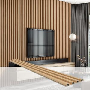 DEKKOR 8-Pack 96 x 6 in. WPC Acoustic Slat Wall Panels, Decorative Modern Dcor Slat Panels for TV Background, Study Room, Office Spaces (Oak)