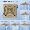 Shower Faucet Set, Rainfall Shower Head with Handheld Brushed Gold