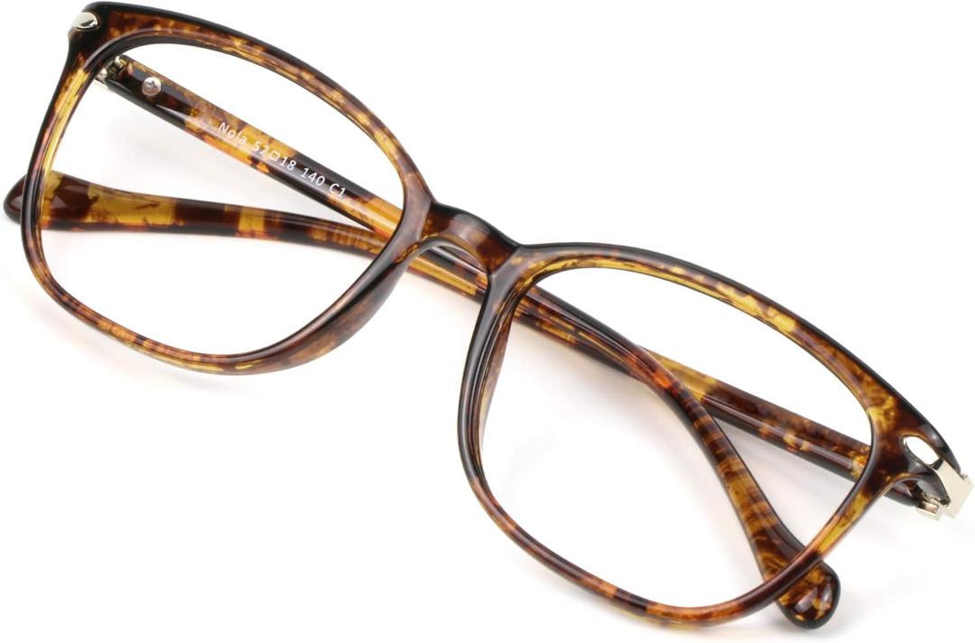VisionGlobal Blue Light Blocking Glasses for Women/Men, Anti Eyestrain, Computer Reading, TV Glasses, Stylish Square Frame, Anti Glare(Tortoise,+1.25 Magnification) (04_nola_tortoise)