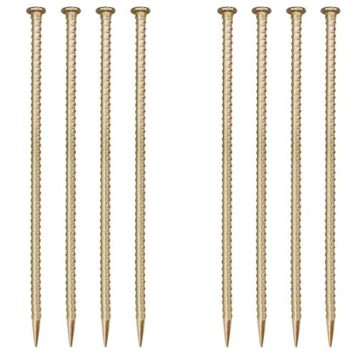 16 Inch Rebar Stakes,8 Pack Metal Rebar Support，1/2 Inch Diameter Galvanized Steel Ground Anchors，Heavy Duty Plant Support Garden Stake for Speed Bump, Wheel Stop, Tent...