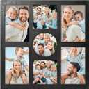 Picture Frame Collage for 4x6 and 4x4 Photos - 7 Openings Black Frame Wall Decor for Tabletop Stand and Wall Mounting - Home and Family Display