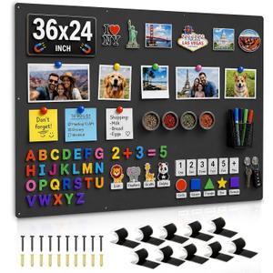 36" x 24" Magnetic Board for Wall, Heavy Duty, Black
