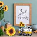 Yalikop 5 PC Sunflower Table Decor Summer Tiered Tray Decor Sunflower Tabletop Centerpieces Hello Sunshine Yellow Wooden Truck Sign Decorative Book Stack with Twine for Home Kitchen Shelf Office Desk
