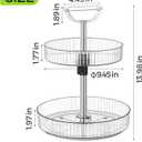 2-Tier Lazy Susan 360 Rotating Turntable Organizer Rack with Handles Height Adjustable, Spice Rack Holder Organizer for Cabinet, Pantry Organizers Bathroom Countertop Storage (Transparent Color)