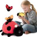 MaoGoLan 4Pcs Ladybug Stuffed Animal,Kawai Mother Ladybird Plush Toys Pillow with 3 Small Baby Lady Beetle Plushie Gift for Insect Lover,Decorations,Party Favor,Baby Shower,Glow-in-Dark Design