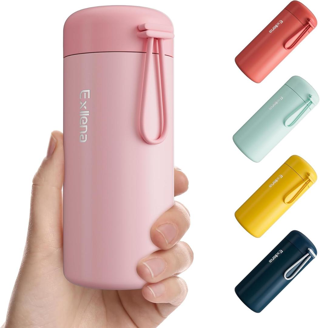 Small Water Bottle 10oz, Small Insulated Water Bottle for Hot&Cold Drinks, Water Bottle Purse with Carry Handle - 100% Leakproof Perfect for School, Travel...(Pink)