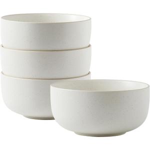 S&Q'S CERAMICS S&Q Ceramic Bowls for Kitchen, 36 Ounce, Large Capacity Cereal Bowls Set of 4, For Soup, Oatmeal, Breakfast, Microwave and Dishwasher Safe, Glazed Matte Off White