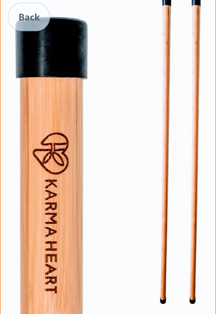 Sturdy Yoga Stick Made from Natural Bamboo - Stretching Stick for All Fitness Levels - Stretch Stick for Mobility, Balance and Flexibility with Non-Slip Rubber Ends (2 Pack)