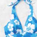 Floerns Women's Two Piece Tankini Swimsuit Floral Halter Top Beach Bathing Suit (M)