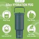 40 oz Tumbler with Handle and Straw, Vacuum Insulated Tumblers with Flip Straw and Top Handle, Reusable Insulated Cup for Home, Outdoors, Leakproof, Fits in Cup Holder, Cold for 30 Hours
