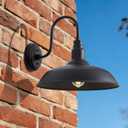 16 Inch Dome Barn Light for Porch, Large Gooseneck Outdoor Light Fixture for Farmhouse, Barn Style Exterior Patio Wall Lights for Garage, Black Outside Wall Sconce for Front Door, House