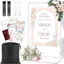 Adjustable Wedding Welcome Sign Stand with 2 Pair Hanging Straps, Welcome to Our Wedding Sign Holder Stand for Reception, Heavy Duty White Easel Stands for Sign Poster, Metal Floor Standing