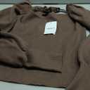 Forever 21 Women's GigotSleeve SweaterKnit Crop Top Espresso Large