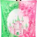 50*60'' Witch Throw Blanket Pink and Green Vintage Flannel Blanket Musical Witch Princess Castle and Bow Party Decoration Birthday Gifts for BFF Couples Movie Night Bedding Sofa Picnic Stuff