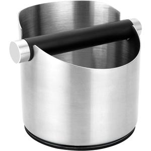 Stainless Steel Espresso Knock Box - Coffee Knock Box - Espresso Machine Accessories with Detachable Shockproof Rubber Knock Bar and Non-slip Base, Silver