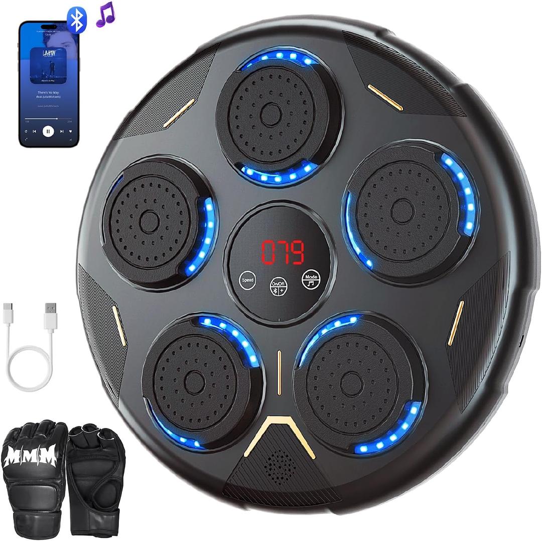 Smart Music Boxing Machine for Home & Kids, Bluetooth Wall Mounted Boxing Trainer with Gloves, Fitness Game for Office & Gym, Gifts for Teen Boys