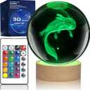 3D Axolotl Crystal Ball Night Light with 16 Color LED Wooden Base with Remote Control3.15 Inch Axolotl Glass BallCool Desk Decor Gifts for Kids Girls Boys Friends Fans (Axolotl)