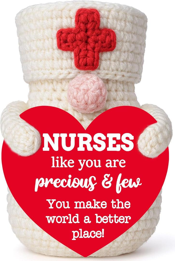 BackURyear Women Nurse Appreciation Gifts, Thank You Christmas Birthday Gift for RN NP CNA Nurse Week Day Graduation Retirement Hospital Nursing School Student Present, Handmade Crochet Gnome