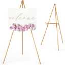 VISWIN 63" Easel Stand for Wedding Signs, Adjustable Wooden Display Easel with Holder, Tripod Floor Easel for Welcome Board, Poster, Picture, Photos, Paintings - Natural, 1 PCS