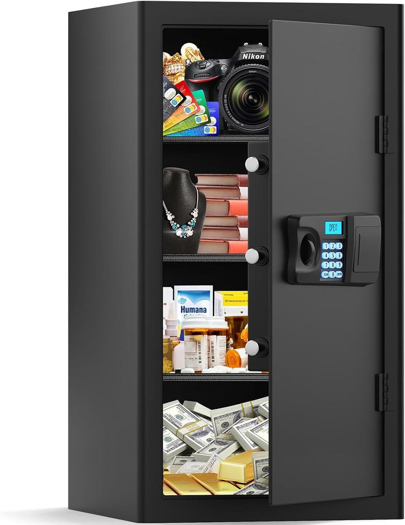 7.0 Cuft Large Fireproof Safe for Home, Digital Anti-theft Safe Box with Combination Lock, Smart Alarm Systerm and Removable Shelf, Personal Safety Box for Home Documents Fireram Medicine Valuables