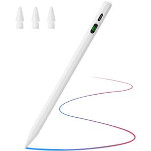 Pencil for Apple, Tilt Sensitivity Palm Rejection, Stylus Pen for iPad A16 11/10/9/8/7/6 Generation, iPad Pro 12.9"/13in/11-inch M4, iPad Air M3/M2/5/4/3, iPad mini 6/5 Gen Fast Charge (White)