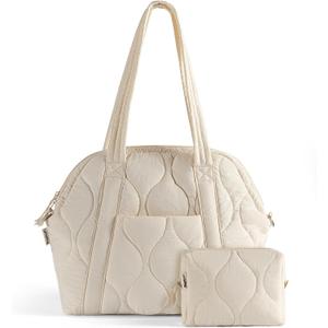 Puffer Tote Bag for Women - Large Quilted Tote Bag Soft Puffy Hobo Handbags Bag for Laptop Crossbody Bag Puff Purse