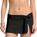 Beautikini Period Swim 2-in-1 Skirt Menstrual Leakproof Bikini Bottoms Sporty Low Waist Short for Teens Girls (Large, Black)