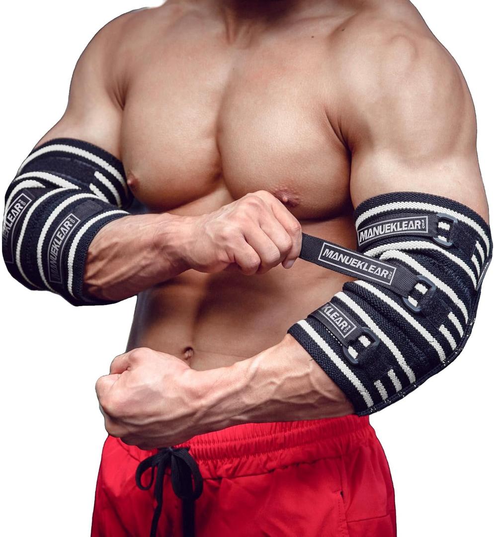MANUEKLEAR Elbow Sleeves for Weightlifting, Adjustable Elbow Wraps for Weightlifting (XL(12.5"-14.5"))