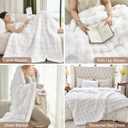 Faux Fur White Throw Blanket for Couch - Super Soft Heavy Flufyy Thick Bubble Throw Blankets for Bed Bedroom Living Room Farmhouse Sofa Chair Fall Winter Warm, 90x90 Inch
