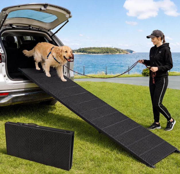 Dog Ramp for Car 90" X 17.6" Extra Long Folding Aluminum Pet Ramp for Large Dogs up to 250 LBS, High-Traction Dog Ramps for SUV Truck Cars