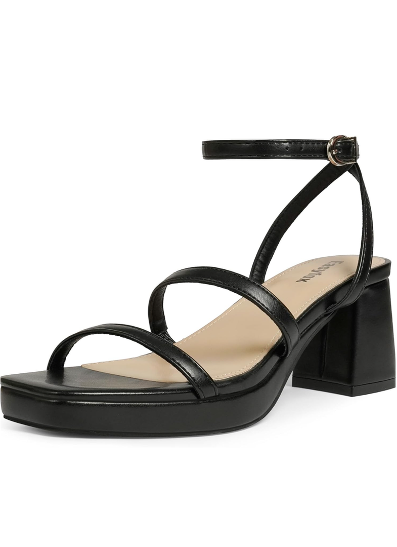 Platform Sandals for Women Open Toe Chunky Heels Two Strap 7cm/2.76" Platform Heels, Size 8.5