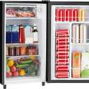 Sweetcrispy 3.2 Cu.Ft Mini Fridge with Freezer Small Refrigerator Single Door Adjustable Thermostat Energy-efficient Low Noise, Compact Fridge for Bedroom, Office, Dorm (Black), One Door