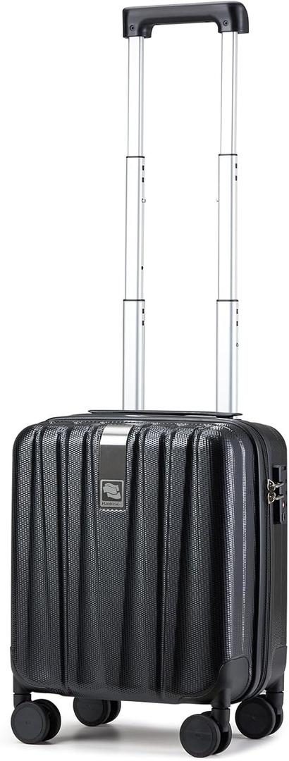 Hanke 14 Inch Underseat Carry On Luggage with Wheels Hard Shell Suitcases Carry On Bag Lightweight Small Mini Suitcase Tsa Luggage for Travel.Jet Black